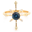 Sapphire & Diamond Starburst Ring 18k gold engagement ring