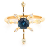 Sapphire & Diamond Starburst Ring 18k gold engagement ring