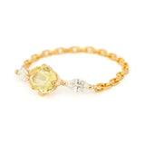 Yellow Sapphire & Diamond Dream Weaver Chain Ring 18k gold Stackable ring side view 