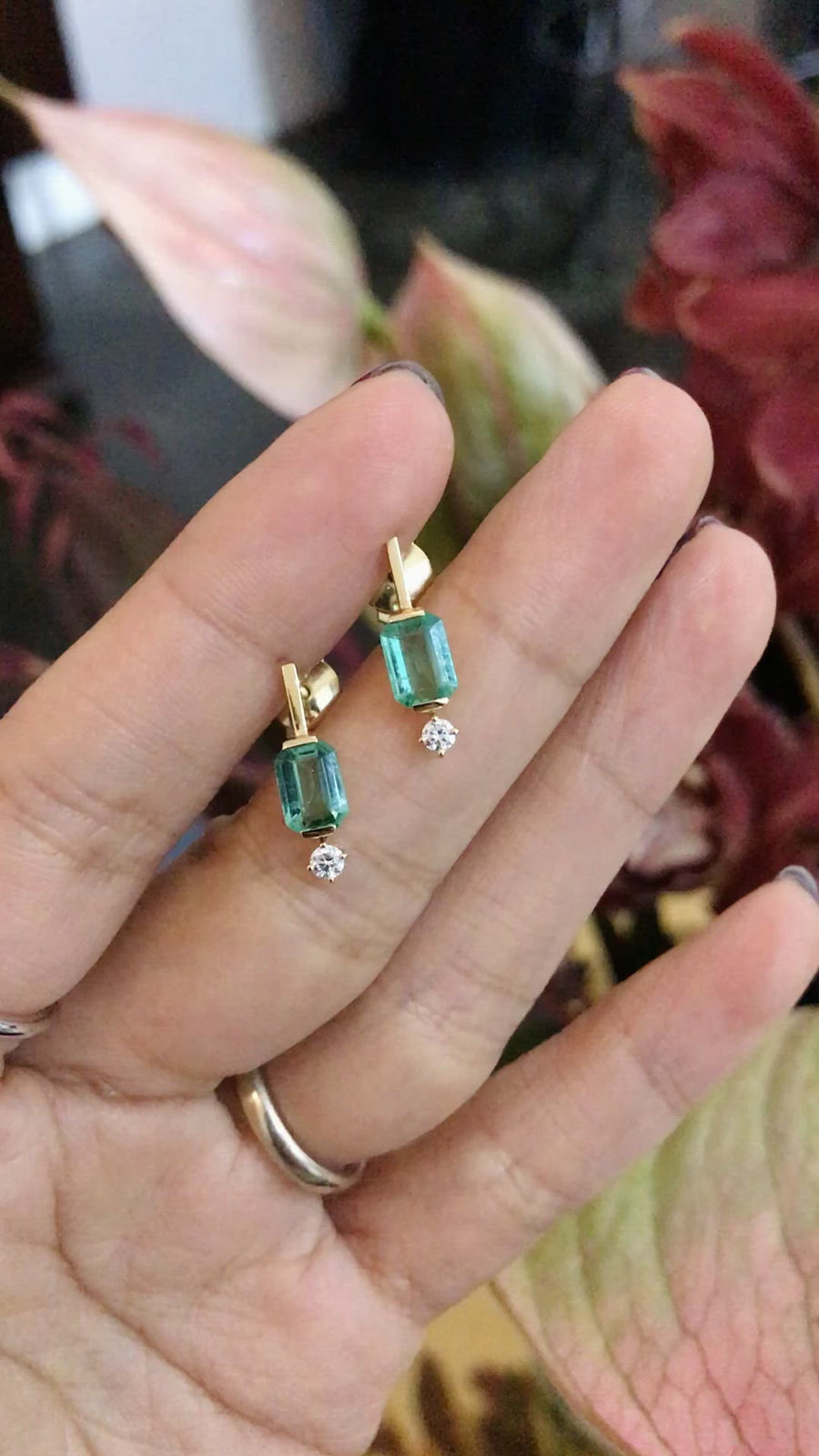 Emerald & diamond Mini awakening earrings