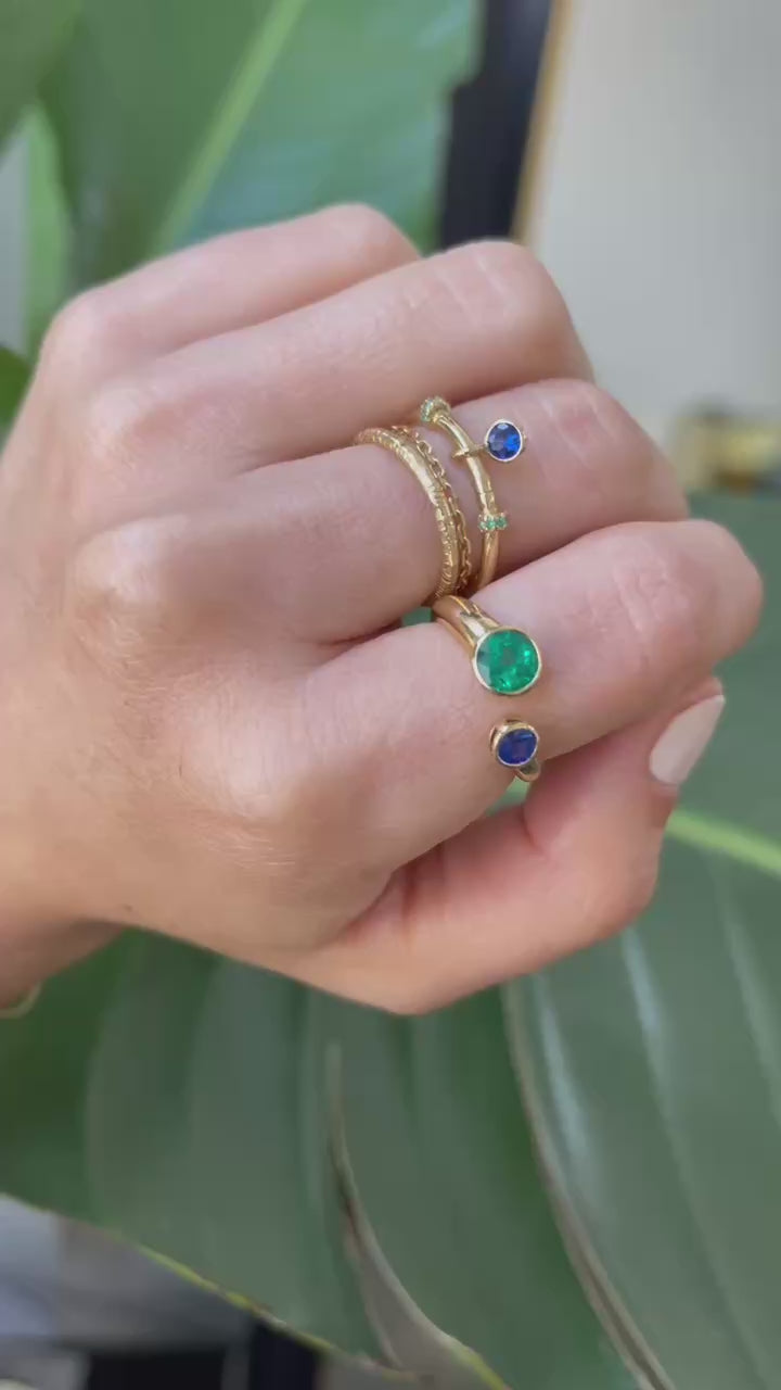 Emerald & Sapphire Toi & Moi Ring