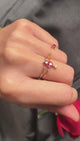 Ruby Heart Half Chain Ring 14k gold Stackable ring