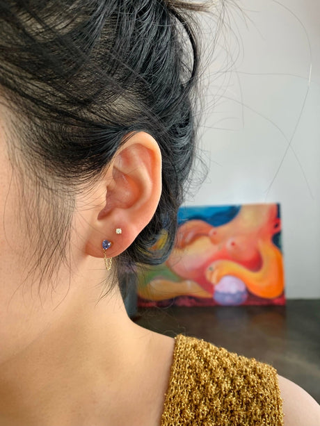 Sapphire Heart Chain Earring