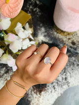 Rainbow Moonstone & Sapphire Globe Ring