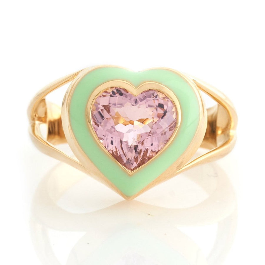 Pink Tourmaline Enamel Love Ring