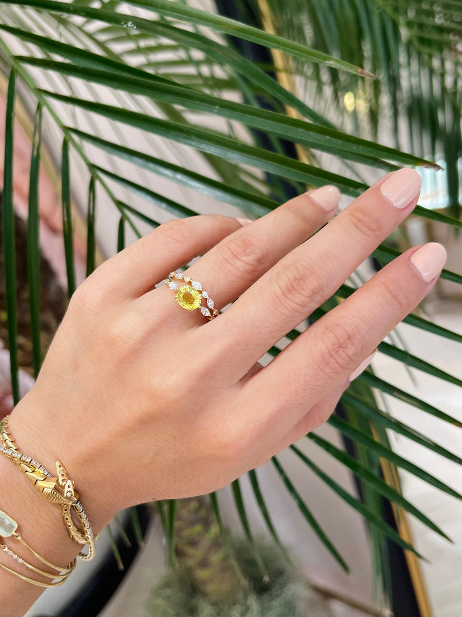 Yellow Sapphire & Diamond Sunbeam Ring