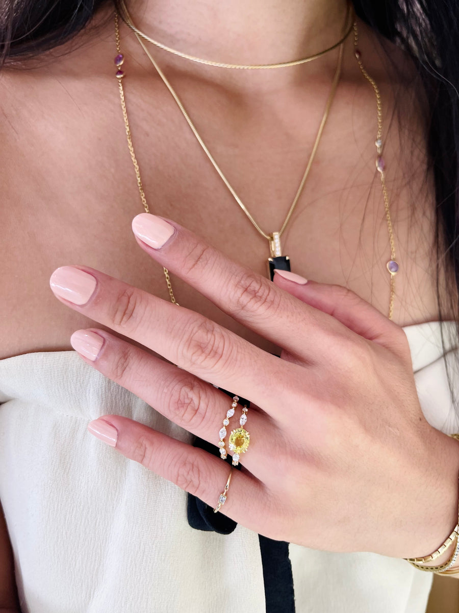 Yellow Sapphire & Diamond Sunbeam Ring