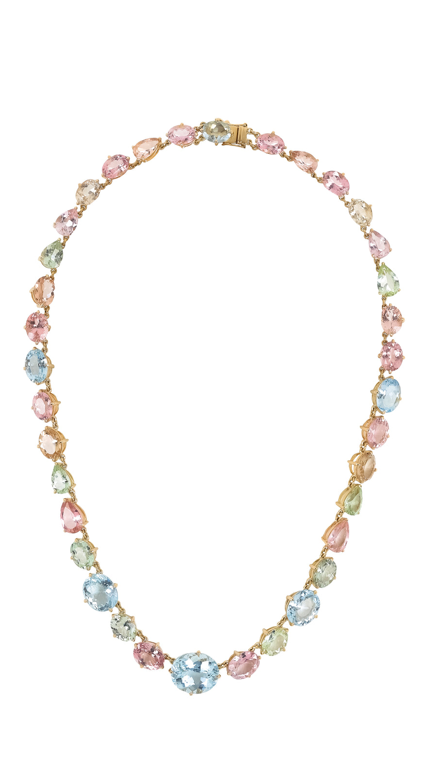 Aquamarine & tourmaline macaroon necklace