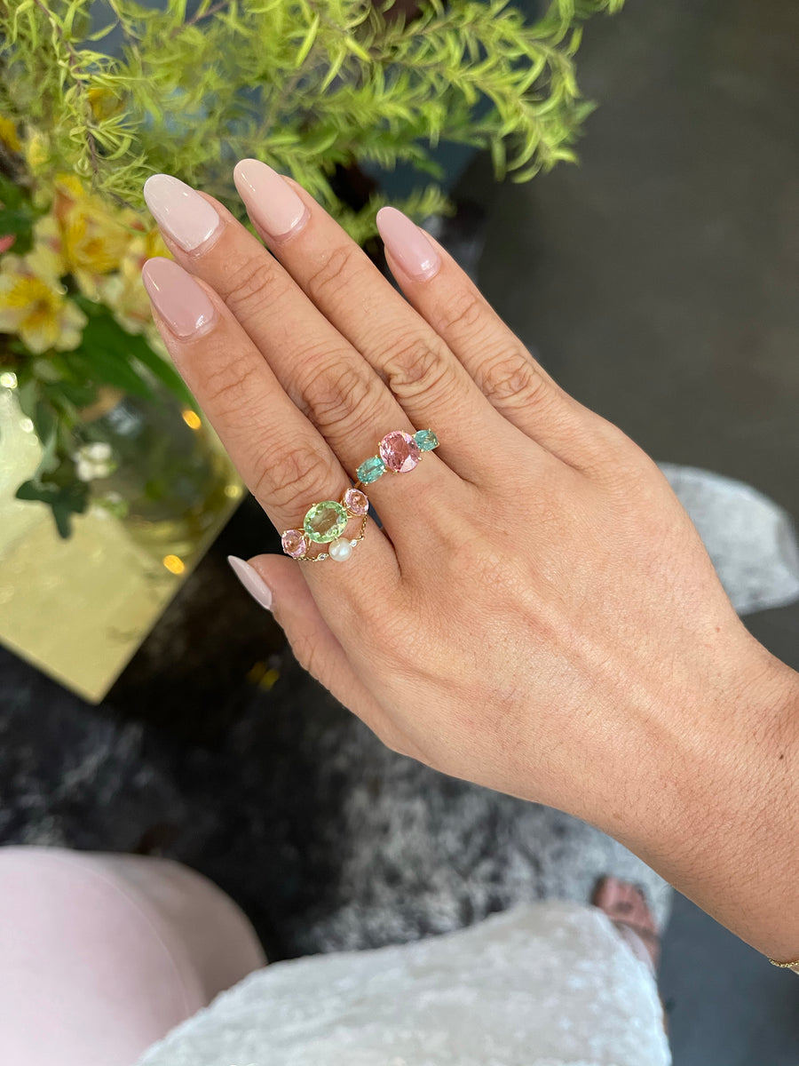 Pink Tourmaline & Apatite Macaroon Ring