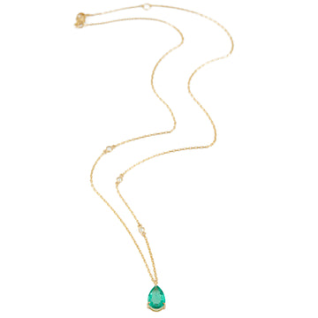 Emerald Dewdrop Pendant with Diamond Necklace