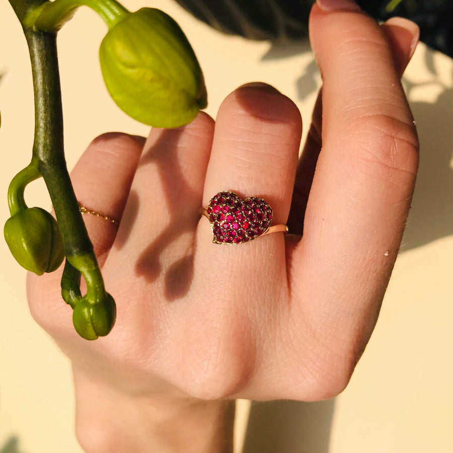 Ruby Bubble Heart Ring