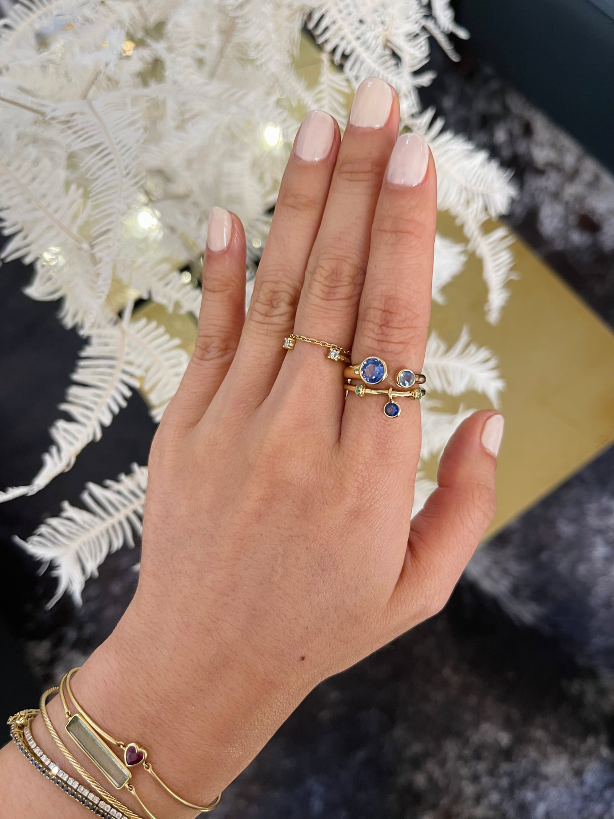 Purple & opal Sapphire Toi & Moi Ring