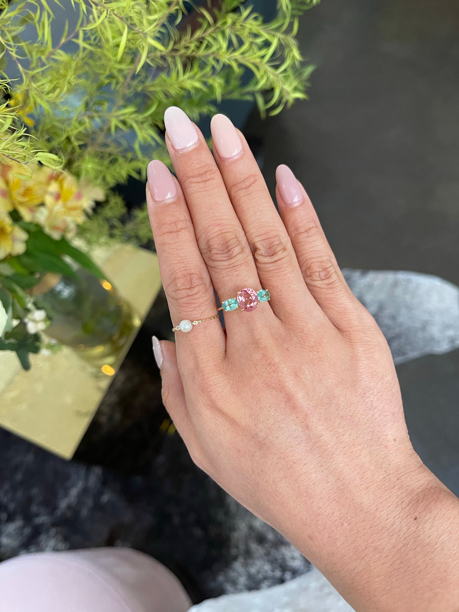 Pink Tourmaline & Apatite Macaroon Ring