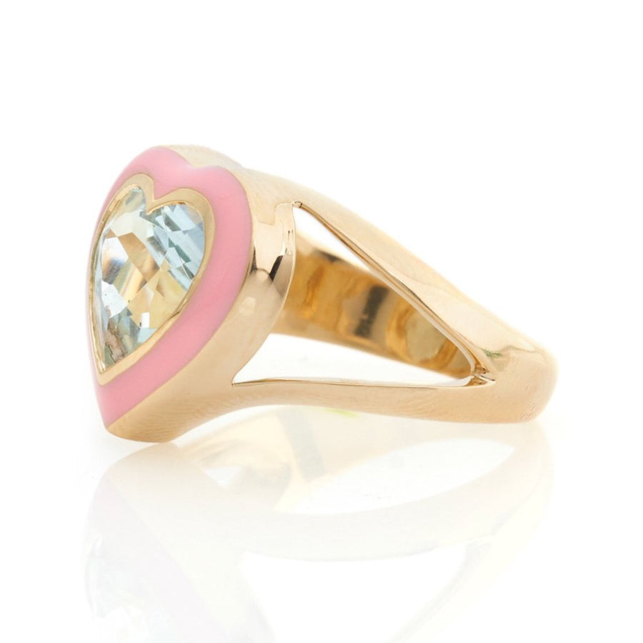 Aquamarine Enamel Love Ring