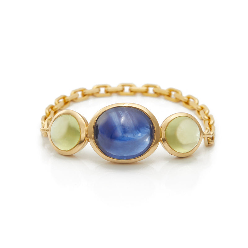 Sapphire & Peridot Eos Chain Ring